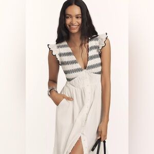 The Peregrine Midi Dress: Embroidered Smocked Edition